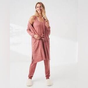 FP Beach Free People Bicoastal Set in Pink Jumpsuit and Cardigan Size S